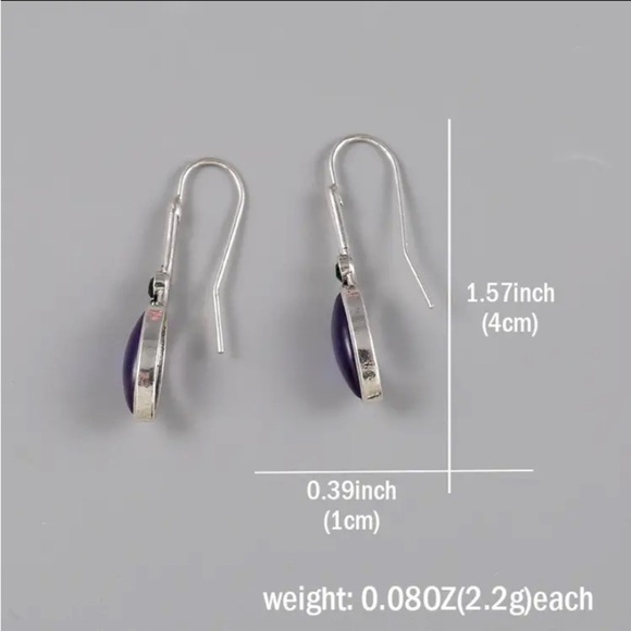 Boho Purple Zircon Hook Dangle Earrings - Picture 6 of 6